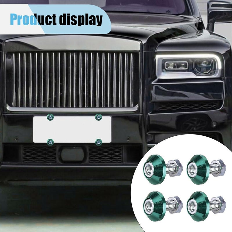 LHDOS 4PCS Motorcycle License Plate Bolts, Aluminum Alloy Car Tag License Plate Screw Decorative Kit, License Plate Frame Fastener Accessories for Most Motorcycles, Cars, Trucks (Green) - Image 5
